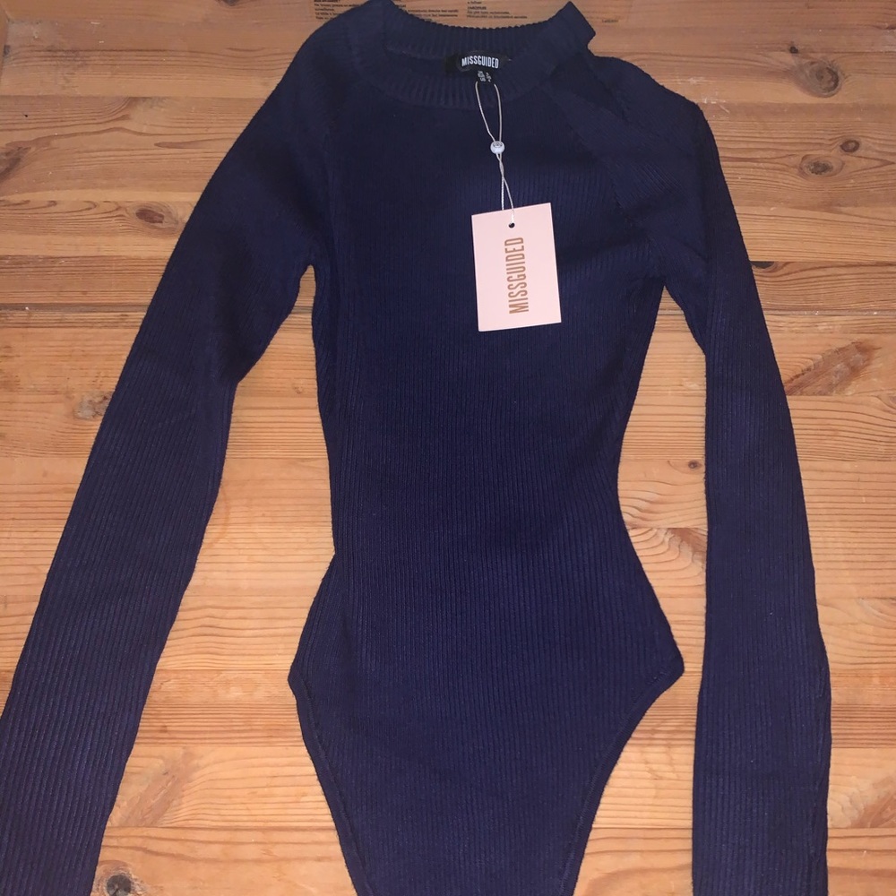 Cut Out Exposed Shoulder Bodysuit by Missguided